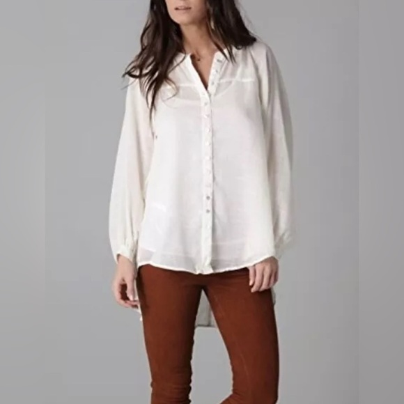 Free People Front Button Down Back Embroidered Blouse - Picture 1 of 12